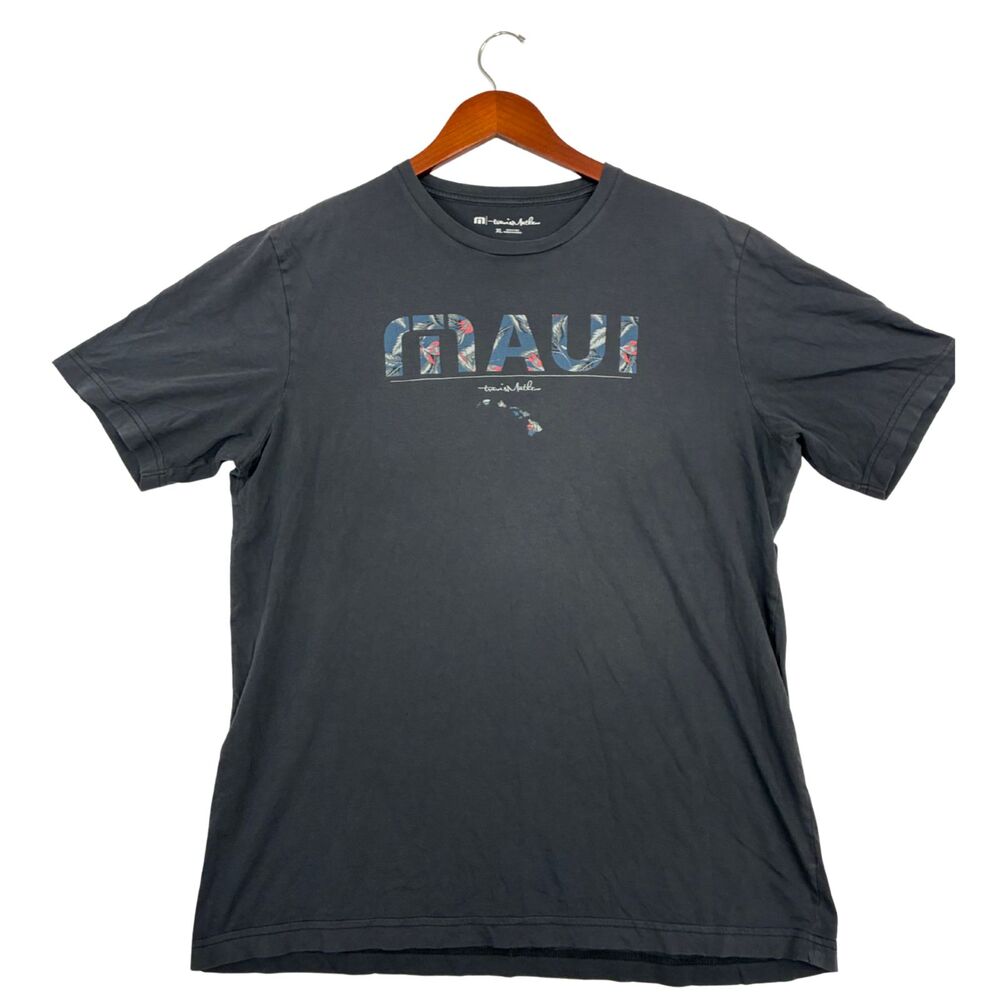 TravisMathew Maui Hawaii Mens T Shirt Gray Size XL? Tropical Logo Graphic Tee